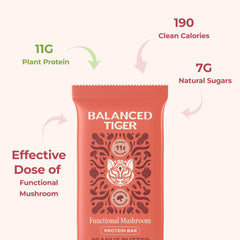 Balanced Tiger ingredient shot highlights mushrooms and plant protein.