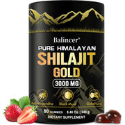 Balincer Shilajit Gummies Gold bottle shown for on-the-go energy support