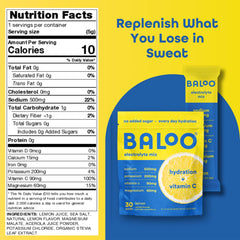 Baloo electrolytes grapefruit in a glass for a fruit-forward hydration boost.
