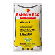 Banana Bag Oral Solution lemon-lime packets close-up for refreshing hydration.