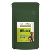Banyan Botanicals Dashamula powder bottle for a calming daily ritual.