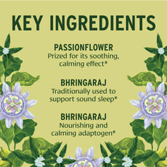 Banyan Botanicals I Sleep Soundly label details reveal a herbal blend with ashwagandha and chamomile.