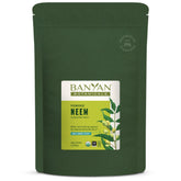 Banyan Botanicals Neem Powder bottle close-up highlighting skin health