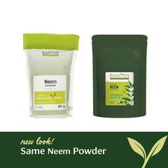 Measuring scoop beside neem powder jar for daily use
