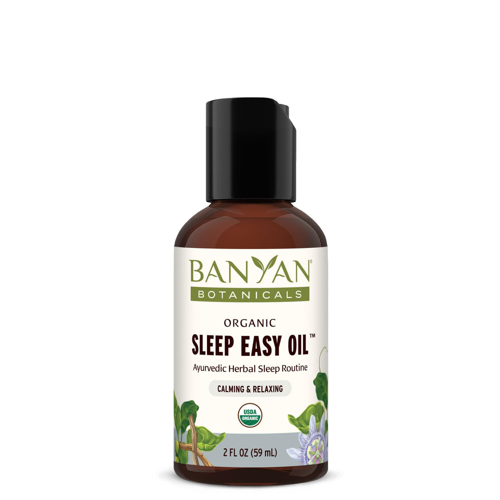 Banyan Botanicals Sleep Easy Oil bottle front for calm evenings.