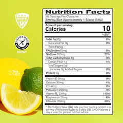 BPN Electrolytes Lemon Lime label highlights natural sugar-free hydration.
