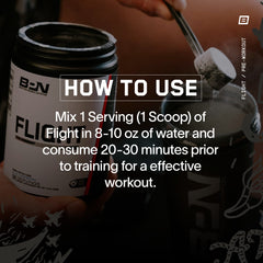 BARE PERFORMANCE NUTRITION BPN Flight bottle close-up highlighting caffeine and formula