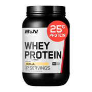 BARE PERFORMANCE NUTRITION BPN vanilla whey-casein bottle showing premium blend and flavor