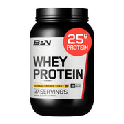 Scoop of BPN whey protein powder dissolves smoothly in water for a quick post-workout shake.