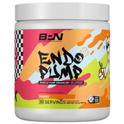 BARE EndoPump mango bottle front promotes convenient pre-workout use.