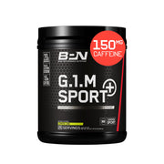 Bare Performance Nutrition G.1.M Sport+ Lemon Lime tub with clear label for pre-workout fueling.