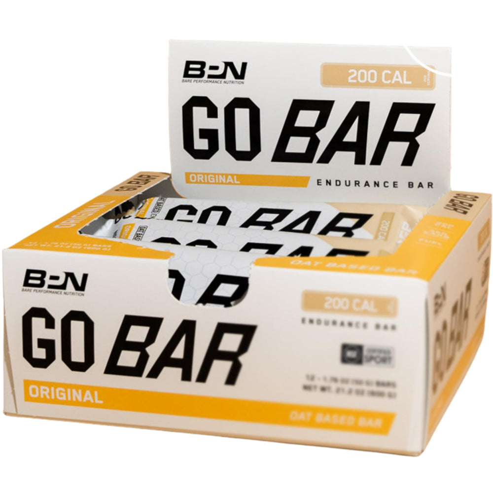 BARE Performance Nutrition Go Bar Original Oat front packaging shows portable endurance fuel for workouts.