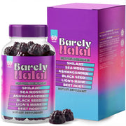 Barely Halal Shilajit Gummies packaging showing vegan energy support