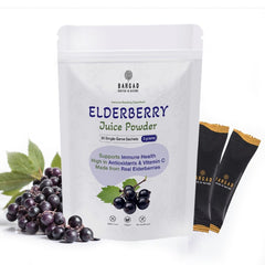 Bargad elderberry juice powder box front showing daily immune support