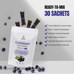 Elderberry powder dissolving in water for quick beverage