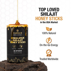 Bargad shilajit honey stick being poured for easy travel.