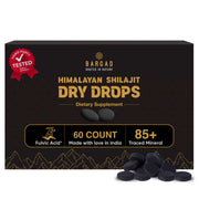 Bargad Shilajit Dry Drops bottle showing pure Himalayan resin for natural energy