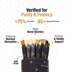 Bargad shilajit honey stick unwrapped revealing saffron threads.