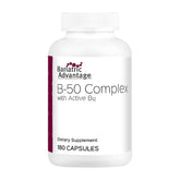 Bariatric Advantage B50 bottle displays high-potency B vitamins for post-surgery nutrition.