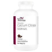 Bariatric Advantage calcium citrate chewable bottle with 500 mg tablets for bone support.