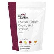 Bariatric Advantage Calcium Citrate Chewy Bites bottle view, convenient 90-count for daily calcium needs.