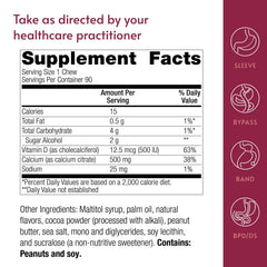 Bariatric Advantage Calcium Citrate Chewy Bites packaging label with nutrition details.