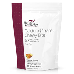 Bariatric Advantage Calcium Citrate Chewy Bites Tropical Orange bottle for easy daily calcium support