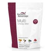 Bariatric Advantage Multi Chewy Bite assorted fruit bottle view; convenient daily multivitamin for bariatric patients.