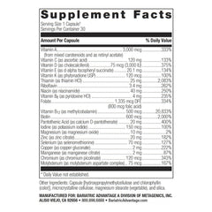 Bariatric Advantage Ultra Solo Without Iron bottle back shows essential vitamin labels for daily health.