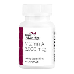 Bariatric Advantage Vitamin A mini capsules close-up showing easy-digest form for post-surgery patients.