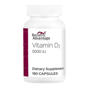 Bariatric Advantage Vitamin D3 5,000 IU bottle on counter supports daily D intake after bariatric surgery