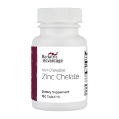 Bariatric Advantage zinc chelate bottle label shows highly absorbable formula