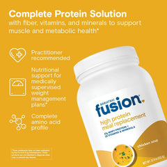 Bariatric Fusion lid close-up showing smooth powder texture ideal for quick meals.