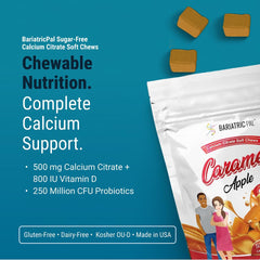 BariatricPal soft chews packaging front highlighting caramel apple sugar free formula