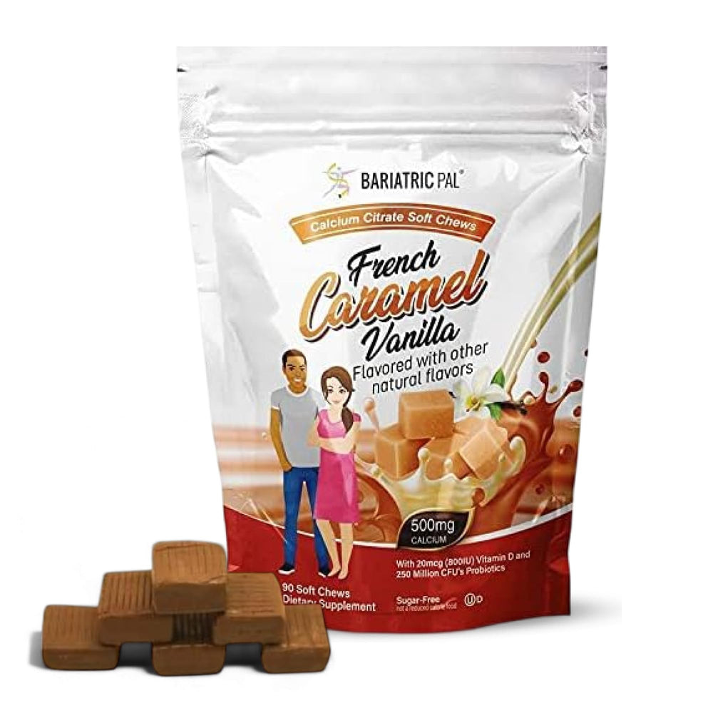 BariatricPal packaging shows a 90-count bottle for post-surgery calcium support.