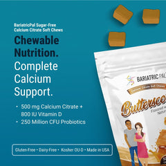 BariatricPal calcium citrate chews close-up highlights chewy texture and flavor.