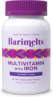 Barimelts bariatric multivitamin blueberry tablets viewed for flavor and texture
