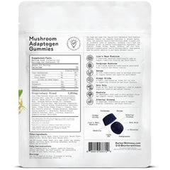 Barker Wellness gummies label closeup highlights Cognizin and Lion's Mane.