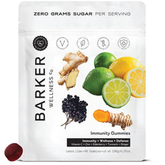 Barker Wellness Immunity Gummies lemon-lime bottle supporting daily immune health