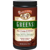 Barlean's Chocolate Greens powder in a jar ready for a daily greens boost.