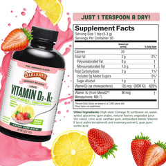 Pouring Barlean's D3+K2 Pink Lemonade into yogurt or smoothie