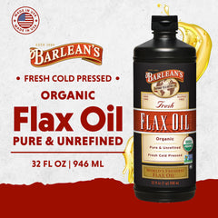 Barlean's Flaxseed Oil spoon ready for convenient 1–2 Tbsp daily serving