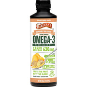 Barlean's Ginger Peach omega-3 oil being poured, may support heart and brain health.