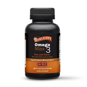 Barlean's Ideal Omega Max 3 bottle with one daily softgel for easy wellness