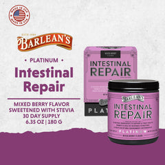 Barlean's Intestinal Repair ingredients list illustrating 16 active components.