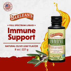 Pouring Barlean's Olive Leaf Complex into water for easy daily use.