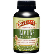 Barlean's Olive Leaf Complex bottle shown for immune support and antioxidant benefits.