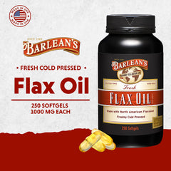 Barlean's softgels closeup highlighting 1650 mg ALA per serving