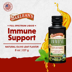 Barlean's Peppermint Olive Leaf Complex label highlights oleuropein potency for daily use.
