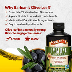 Barlean's Peppermint Olive Leaf Complex label highlights oleuropein and antioxidants